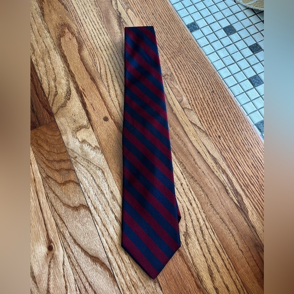Polo Ralph Lauren- Striped Silk Repp - Dark Red with Navy Stripe - Picture 1 of 3